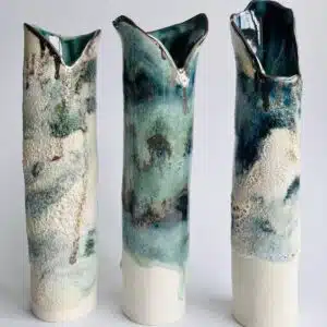 textured wrap vases with glazes by Nicola Briggs Ceramics & Art