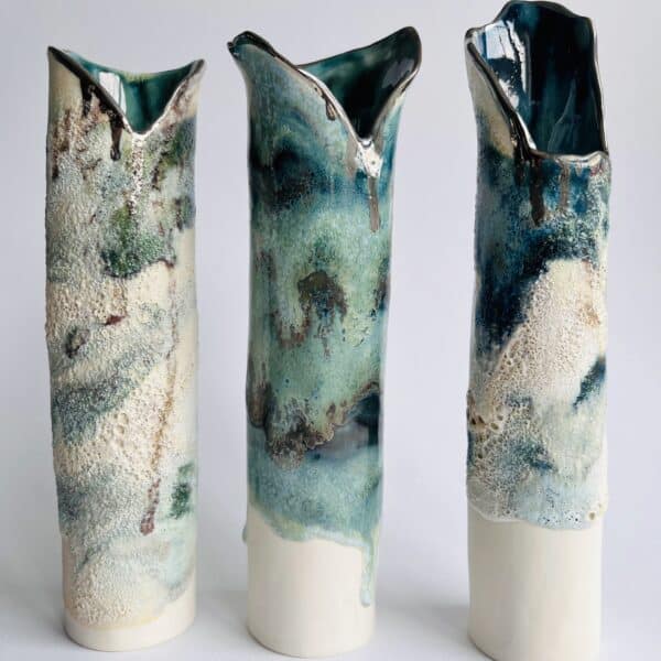 textured wrap vases with glazes by Nicola Briggs Ceramics & Art