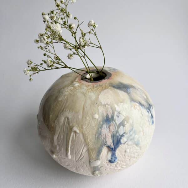 porcelain moon vase with layered glazes by Nicola Briggs Ceramics & Art