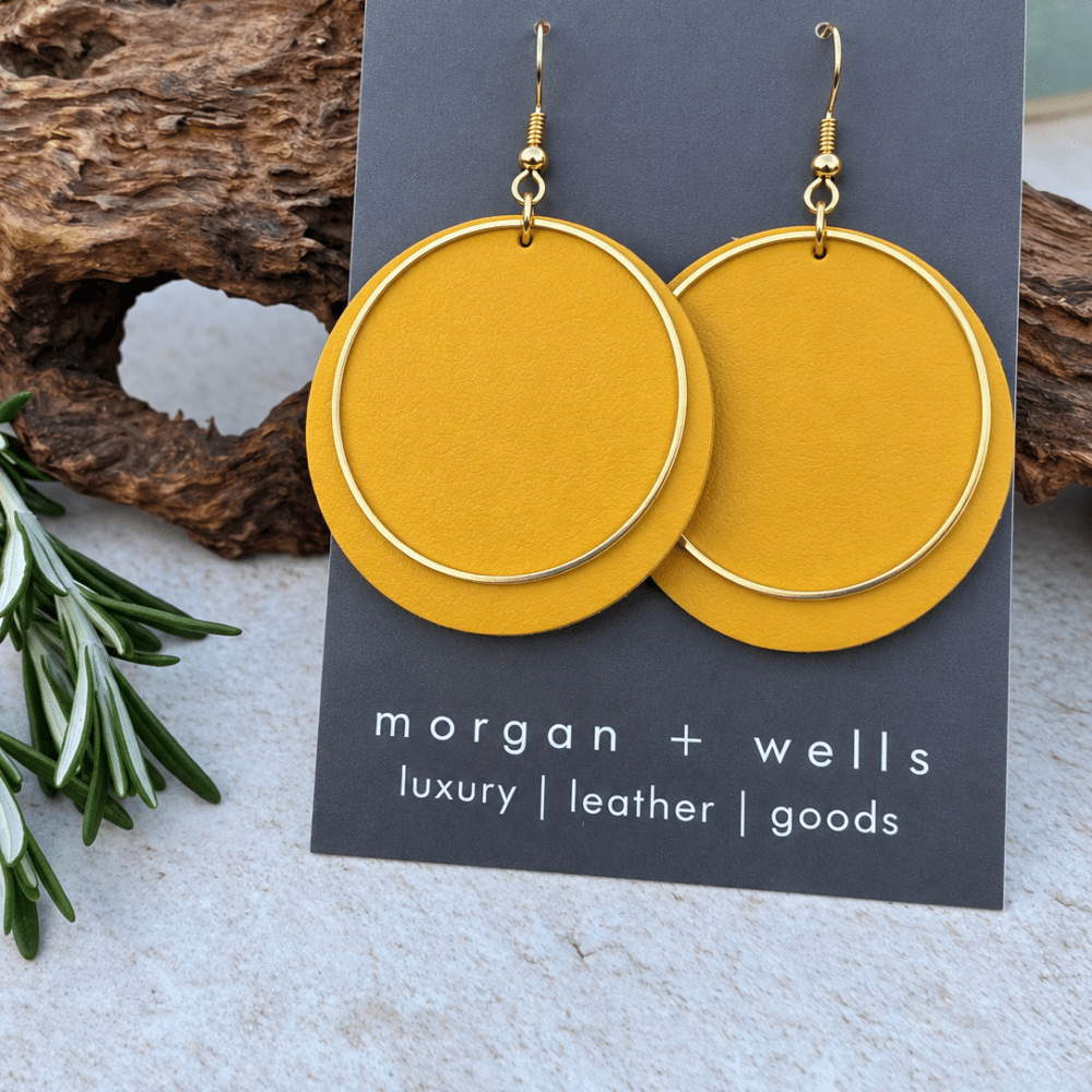 Morgan + Wells Sun leather earrings