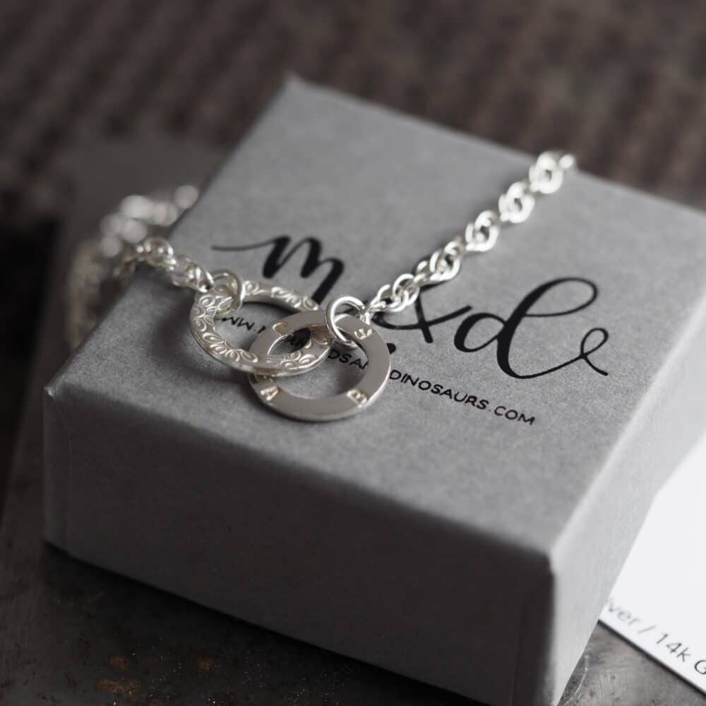 personalised silver interlinked bracelet