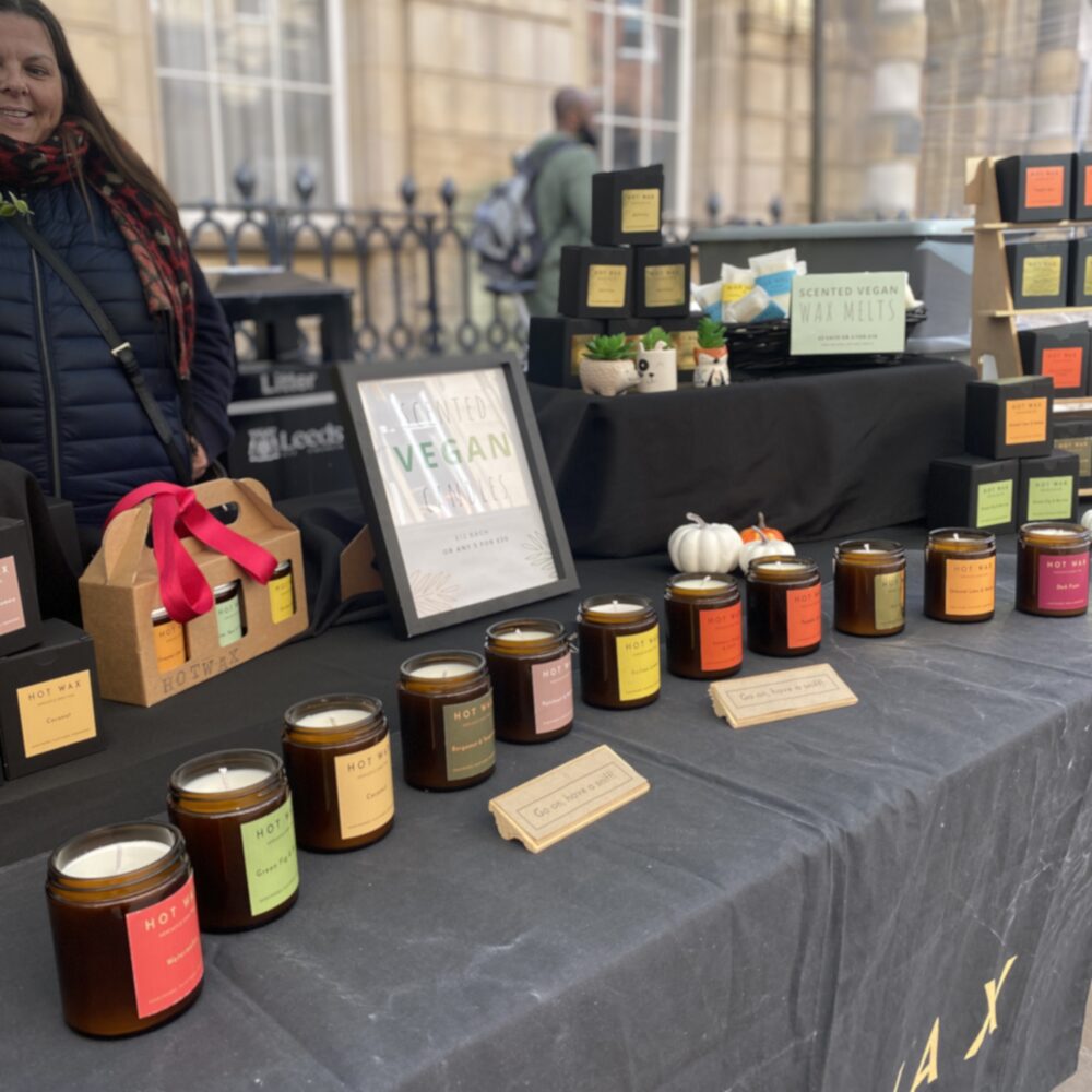 Stallholder candles at Leeds Artsmix Makers