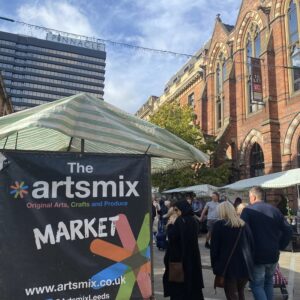 Leeds Artsmix - market stalls with green canopy - Pedddle.com
