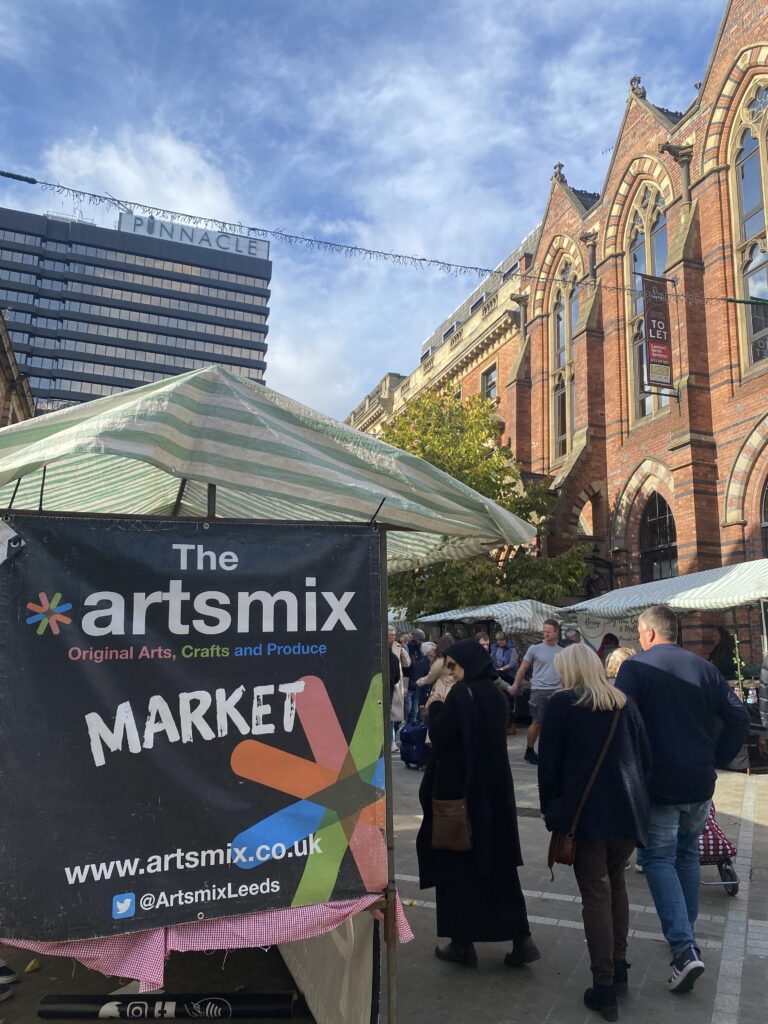 Leeds Artsmix - market stalls with green canopy - Pedddle.com