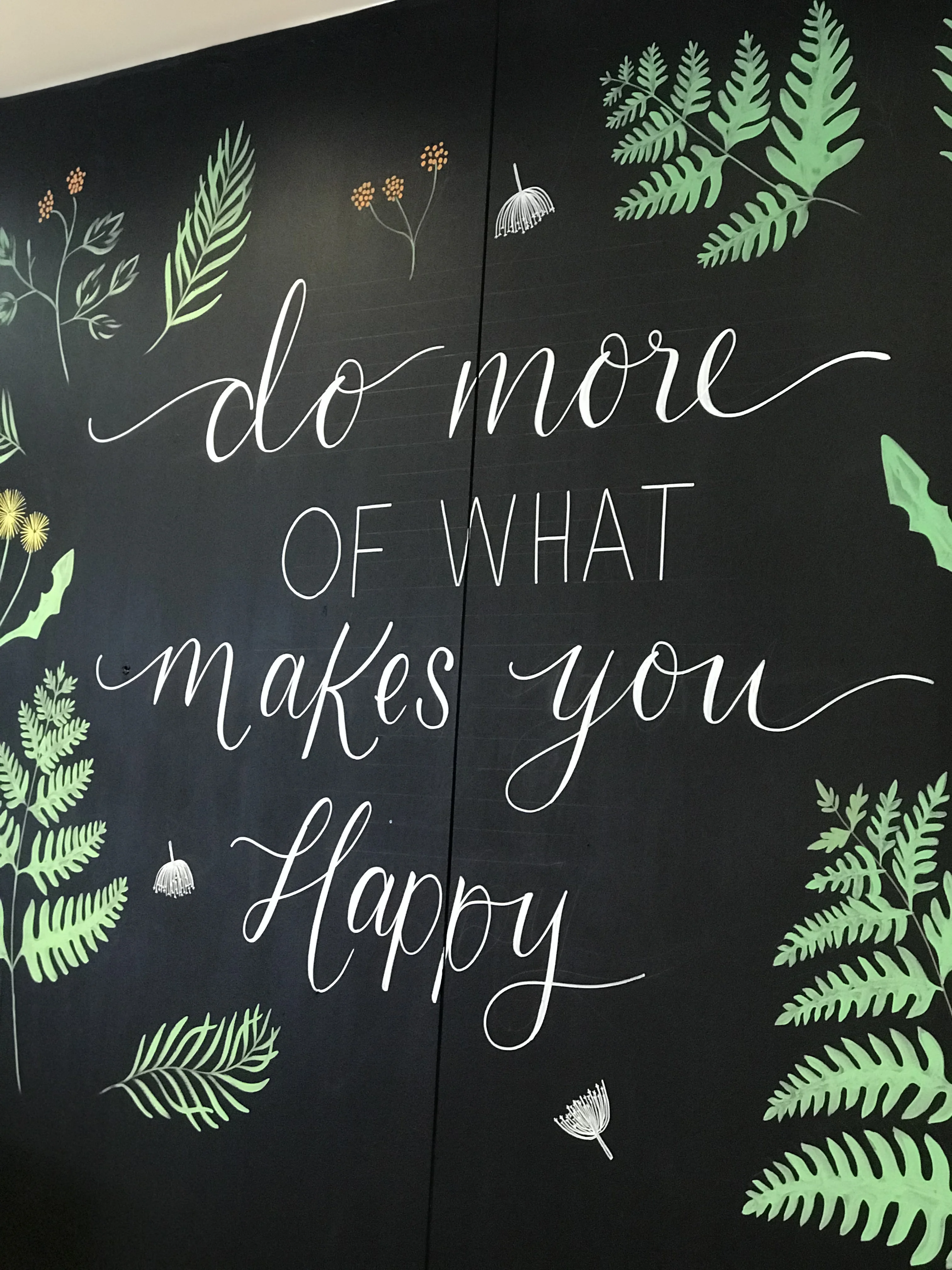 Blog: How to organise your days as a small business owner - A chalkboard decorated with the text "Do more of what makes you happy"