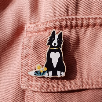 Collie wooden pin by daffodowndilly, pedddle