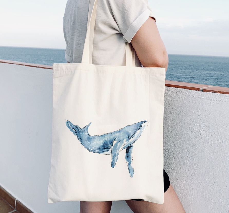 Whale Tote, Whale Tail Art. Pedddle