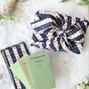 The Hawthorn Co. Navy blue striped cotton fabric gift wrap