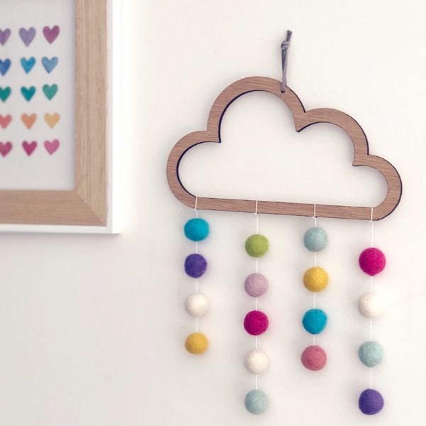 Hannah Joy Designs, Wooden cloud with pom poms