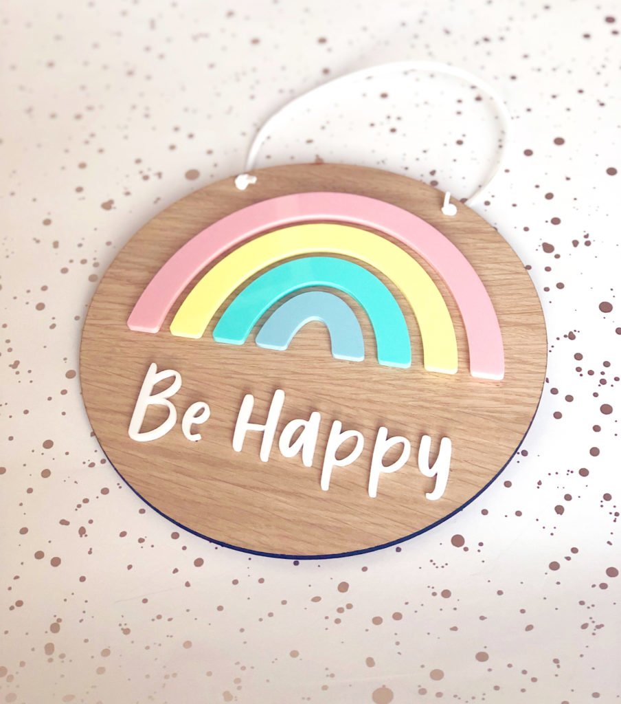Hannah Joy Designs, Pastel Rainbow plaque - Be Happy - The impact a positive mindset has on your business