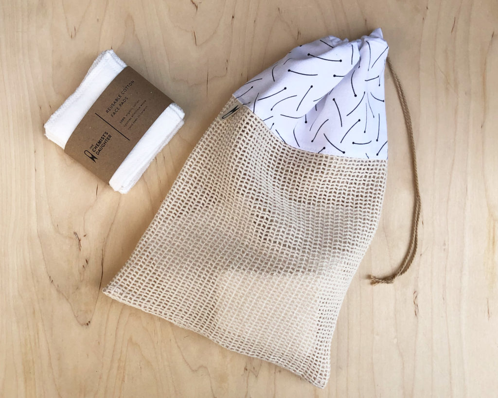 Cotton wash bag for reusable face wipes