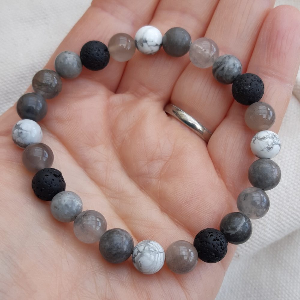 The Pull of the Sea diffuser bracelet in hand, The Sage Tree Studio