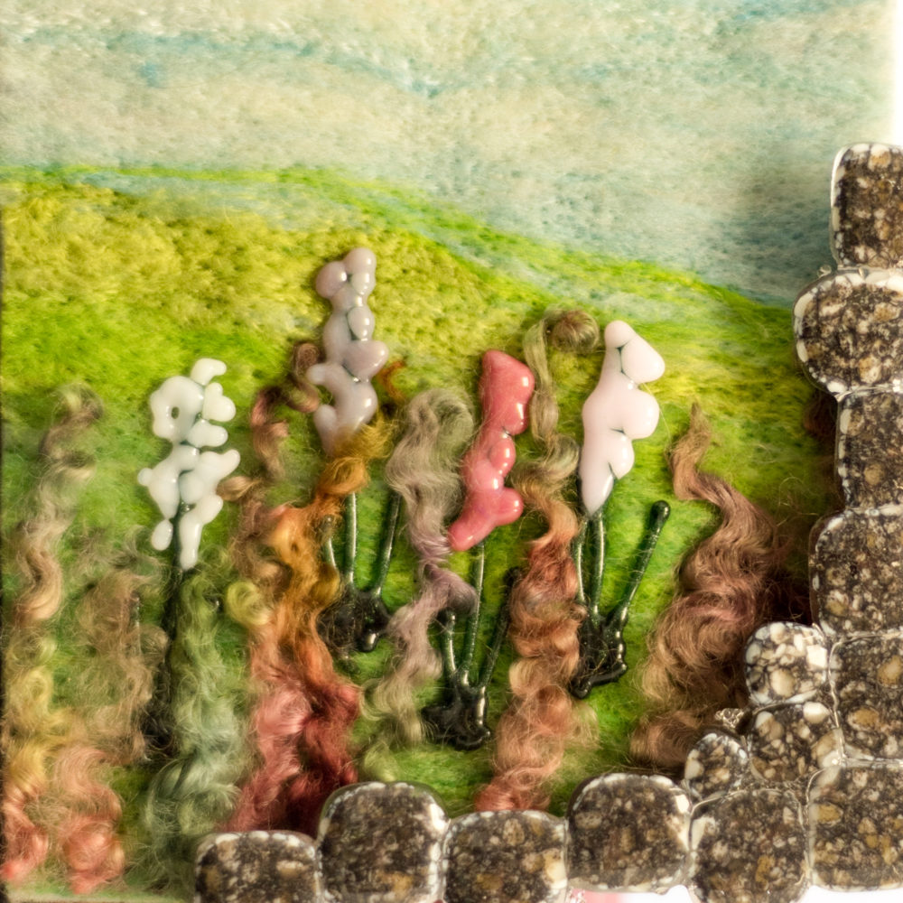 fused glass and felt mixed media picture