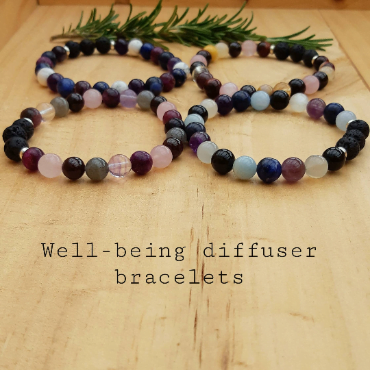 Well-being diffuser bracelets, 4 different crystal diffuser bracelets by The Sage Tree Studio