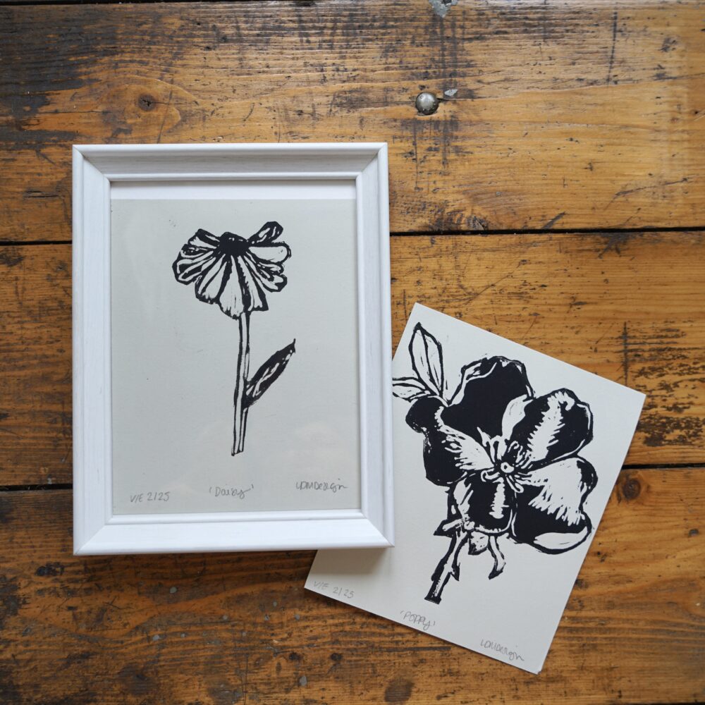 LDMDesign- Poppy & Daisy original Linocut print