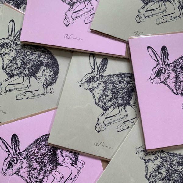 Pink & Green Hare Cards