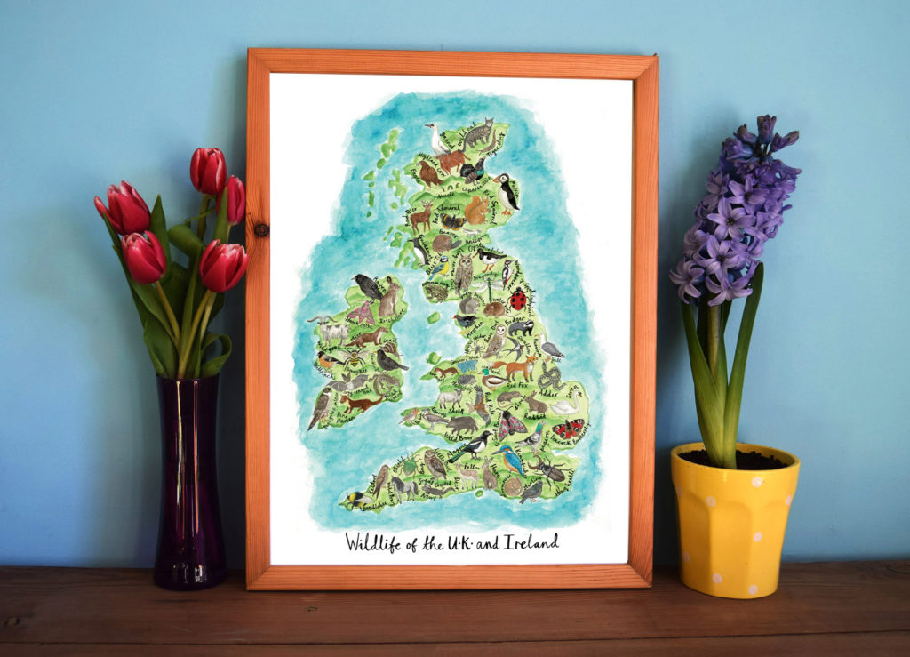 Sophias Illustration, UK and Ireland lllustrated Map Giclee Print