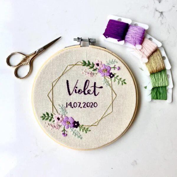Name and Date Embroidery Hoop