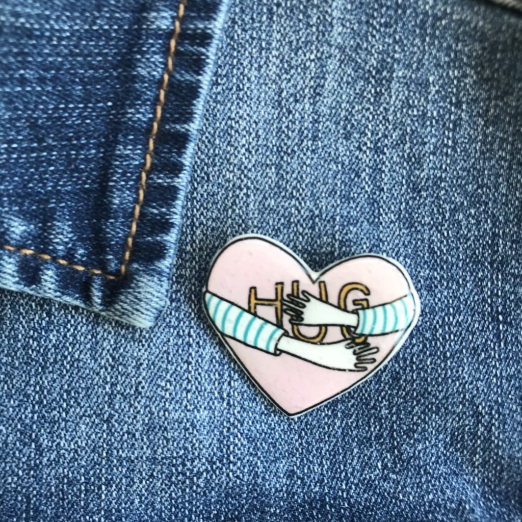 Sister Sister, Hand made Hug Heart Pin