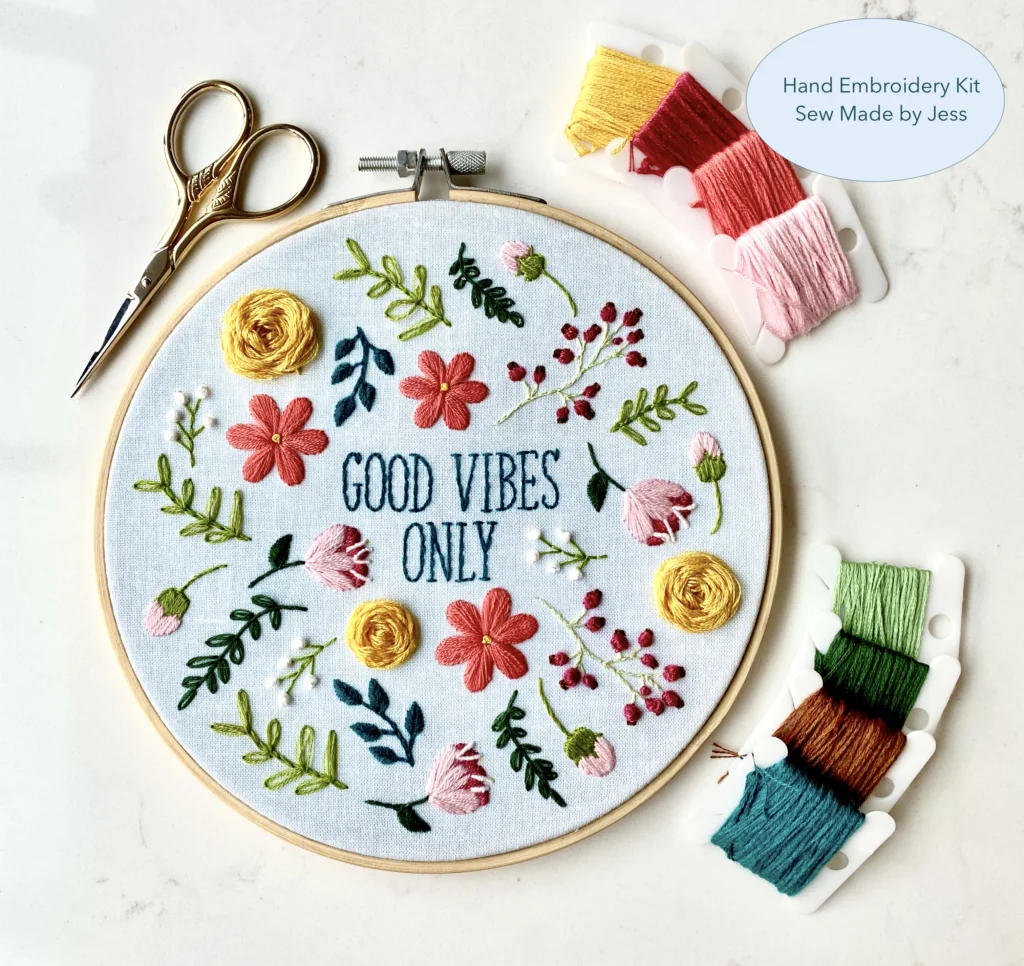 Cross Stitch Kit - Good Vibes Only - Kid Craft - Hoop NEW supplies encluded