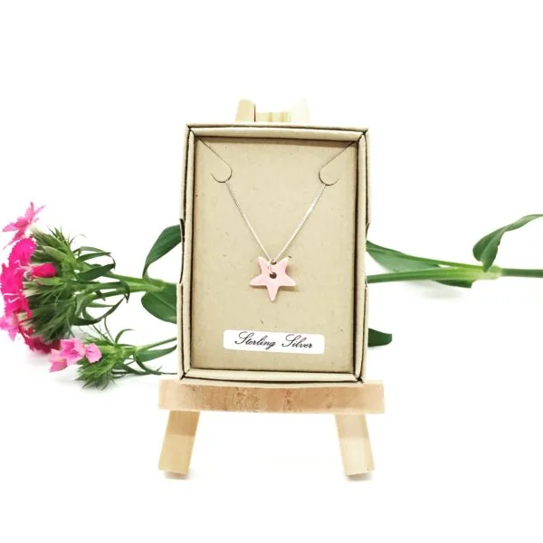 Precious Clay Studio, pink star pendant necklace