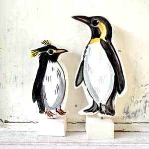 Emperor and Rockhopper Penguins, Louise Crookenden Johnson ceramics