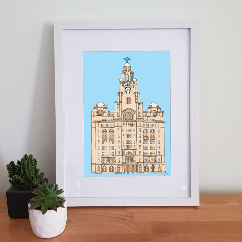 Alison Butler Art, The Royal Liver Building, Liverpool, Digital Art Illustration