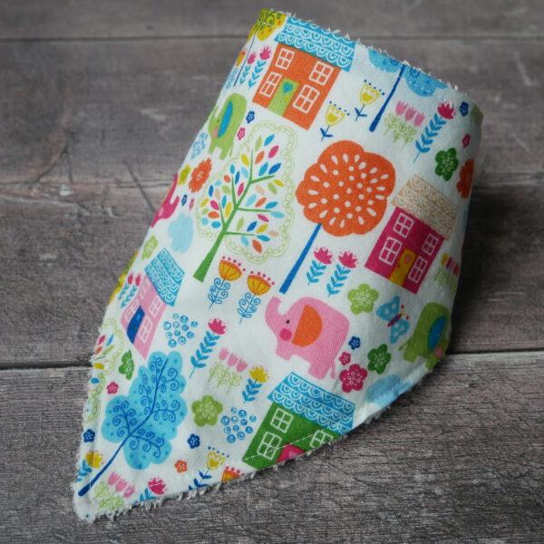 Handmade Sewing, bright, happy, cheerful elephant soft bamboo bandana dribble baby bib