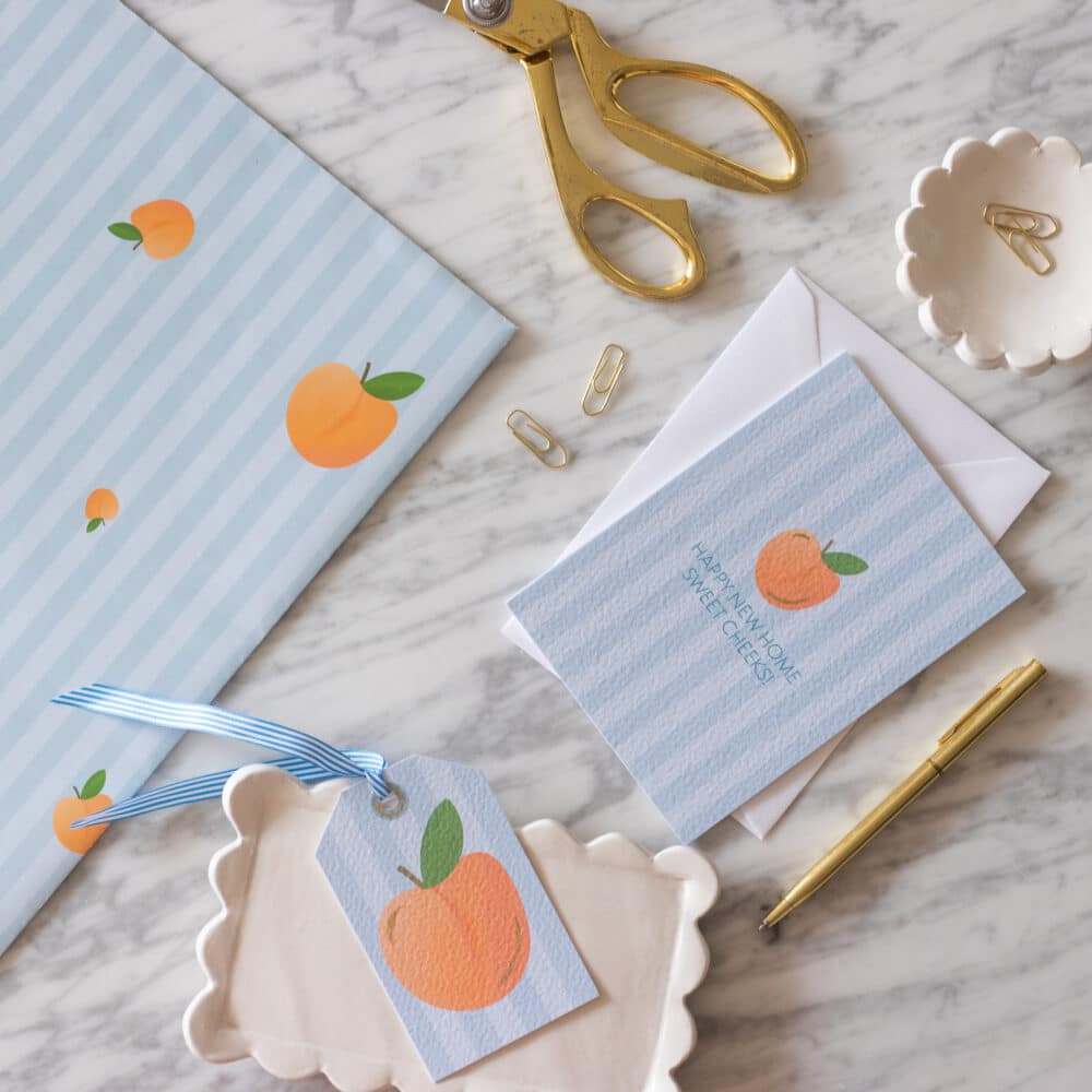 Peach Wrapping Paper, Peach Greeting Card Lifestyle - Clairabow