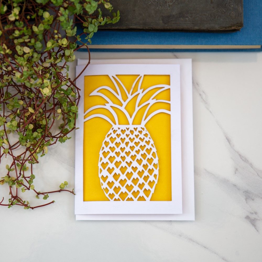Peach Plot Laser Cut Pineapple Card