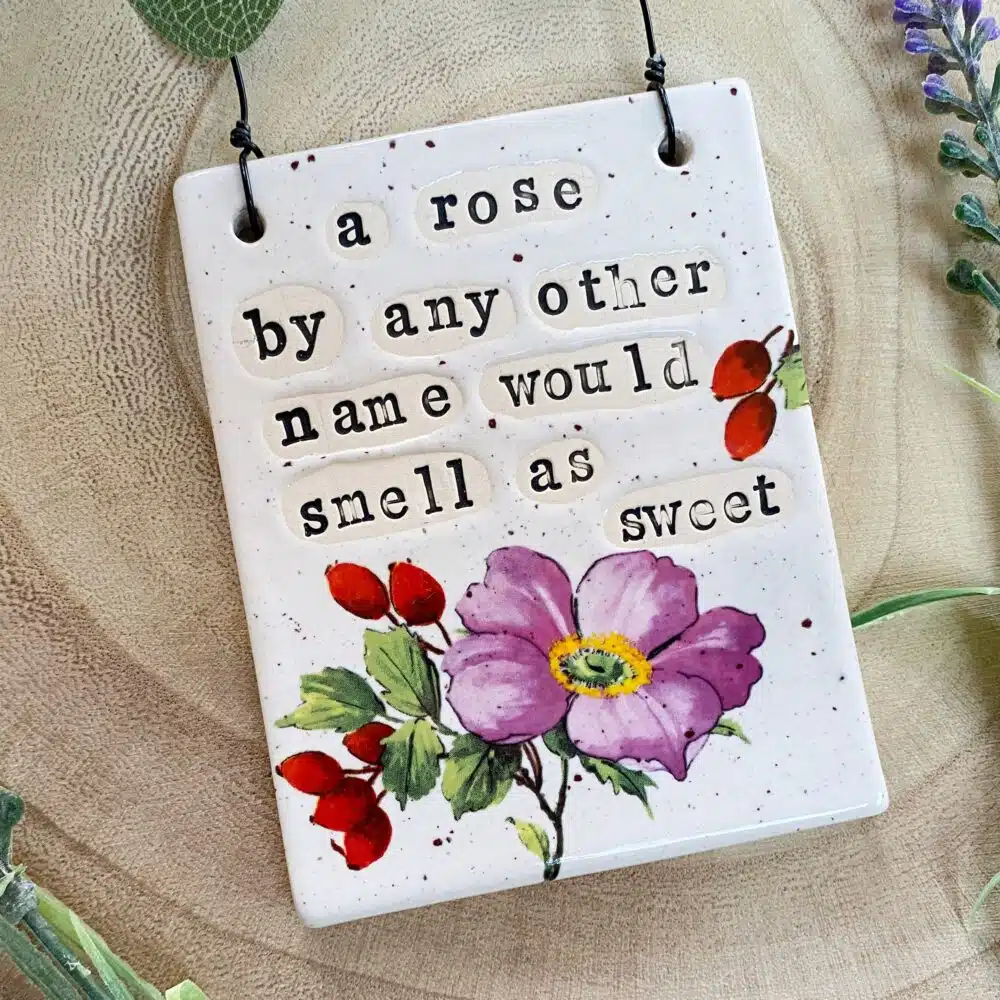 ceramic literary bookish sign by Laurel Tree Pottery