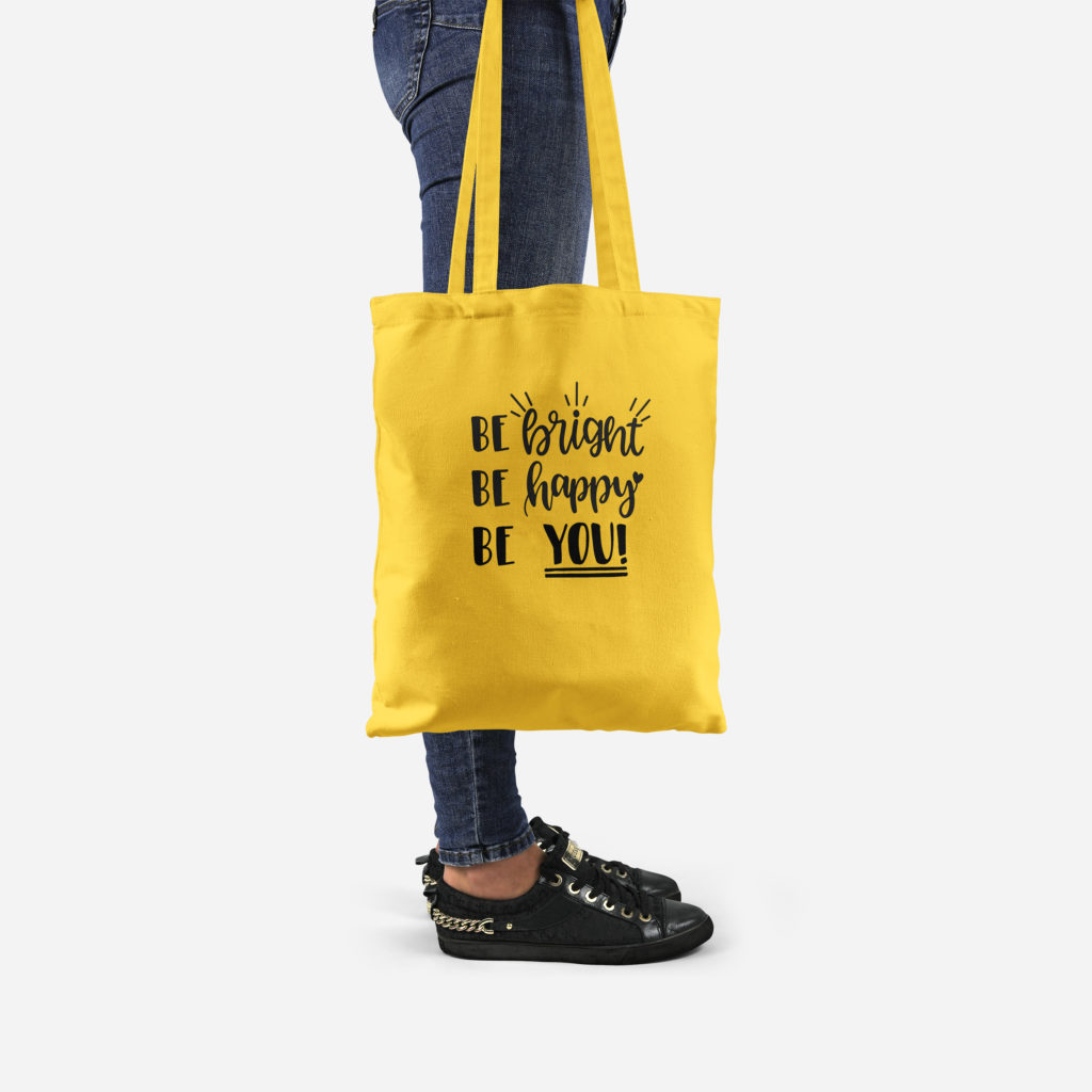 HappyToteQuotes, 'Be Bright, Be Happy, Be You' Tote Bag