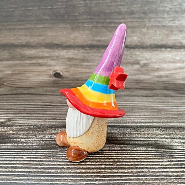 Rainbow Ceramic Gnome by Laurel Tree Pottery