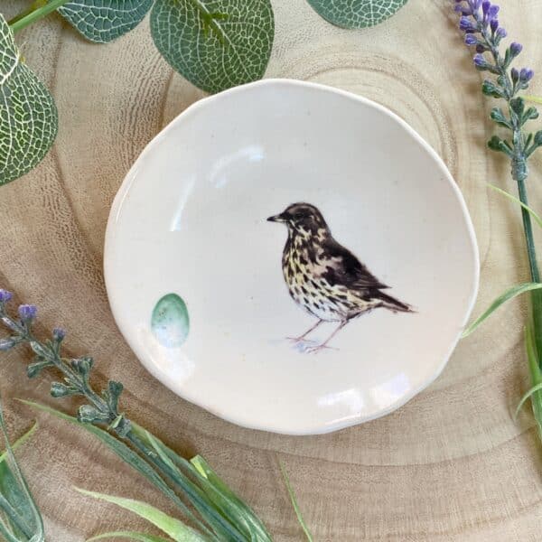 garden bird trinket dish by Laurel Tree Pottery