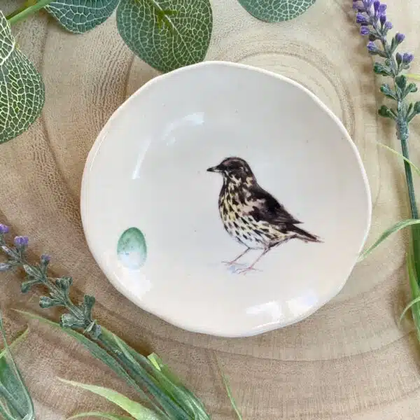 garden bird trinket dish by Laurel Tree Pottery