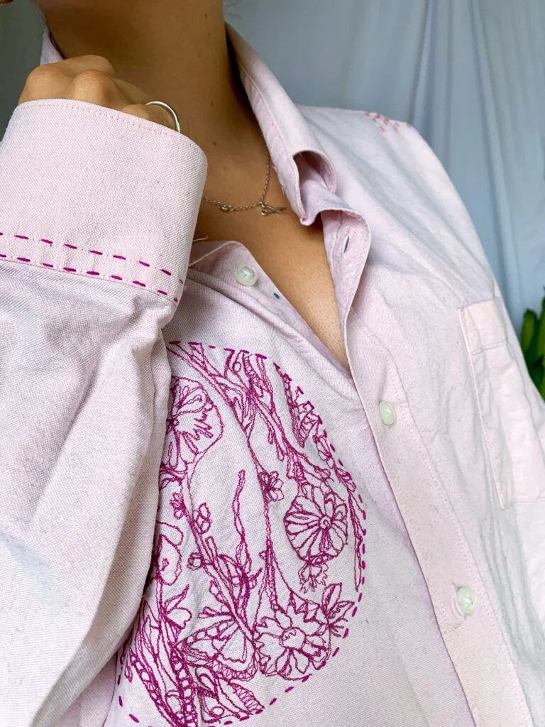 Wild Strings by Eleanor, embroidered pink oversized shirt