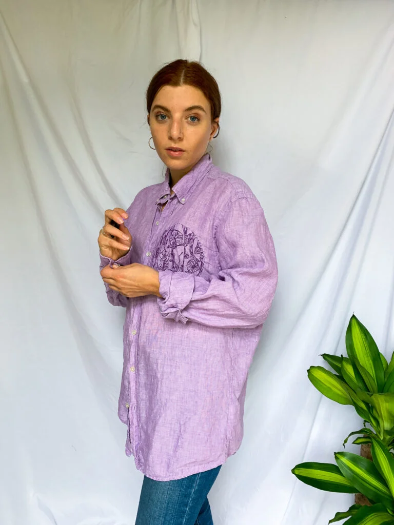 Wild Strings by Eleanor, embroidered purple oversized shirt