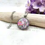 Strawberry Thief Morris Liberty fabric small pendant by Bowerbird Jewellery