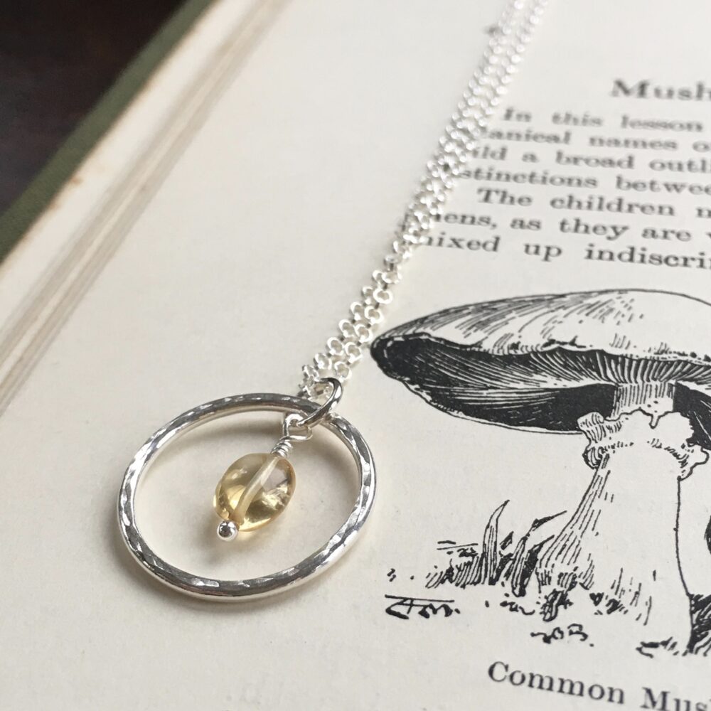 Silver hoop pendant with citrine by silver nutmeg