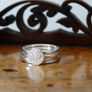 Frost textured stacking ring in recycled silver by silver nutmeg