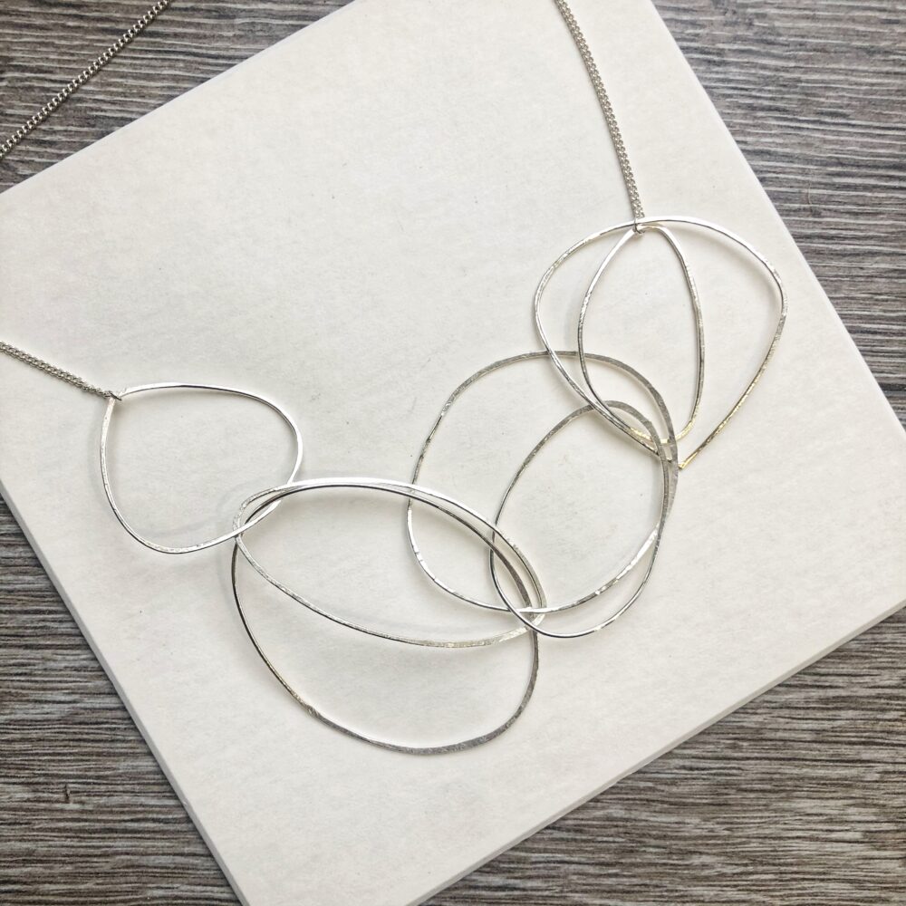 76 Silver, Silver Necklace // Statement Necklace // Circle Necklace Silver // Handmade Silver Necklace // Bib Necklace Silver // lightweight design made from Stirling silver wire hammered into shape