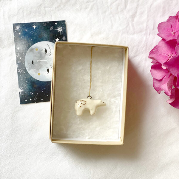 Dottir Studio Polar Bear Constellation Gold Necklace in gift box