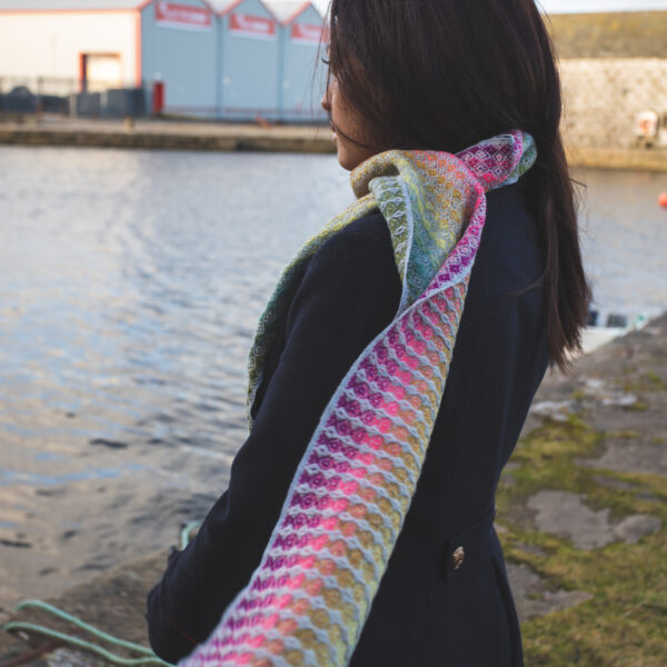 Aamos Designs, Honey Scarf in Steal Colourway