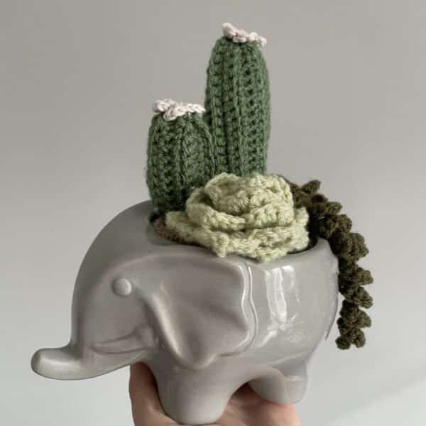 Little Smidge of Happiness Crochet elephant planter