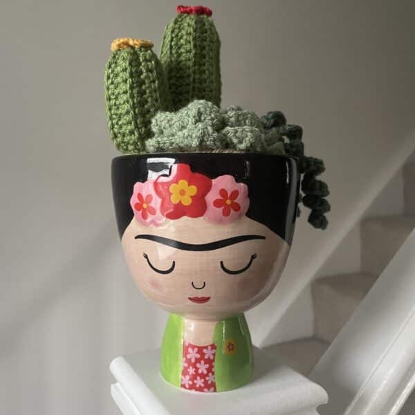 Little Smidge of Happiness Crochet Frida Kahlo pot