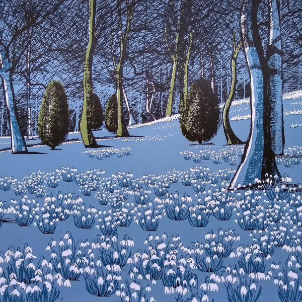 Kate Brooks Prints, Snowdrops Gardens, Original screen print