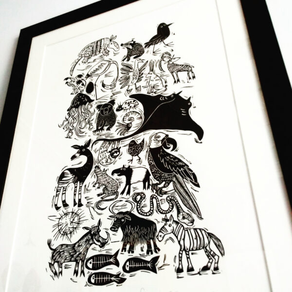 Animal alphabet Melanie Wickham Lino Prints
