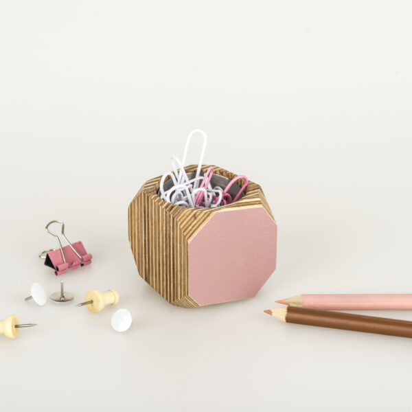 Super Cute pink multi use vessel with paper clips
