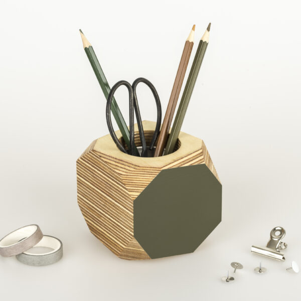Colourful planter or desk tidy - olive green
