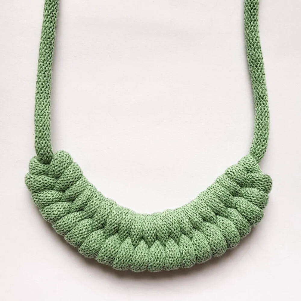 Woven Cotton Necklace in Eucalyptus